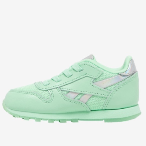 Reebok Toddler Girls Mint/Silver Classic Leather Running Sneaker Shoes Size 5 US - Picture 17 of 17